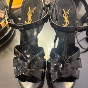 🖤 SAINT LAURENT TRIBUTE PLATFORM SANDALS — BLACK PATENT LEATHER